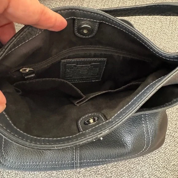 Coach Black Leather Crossbody Bag with Silver Accents - Picture 6 of 9